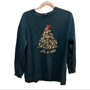 Vintage Christmas holiday festive ugly Christmas tree green sweatshirt Sz M
